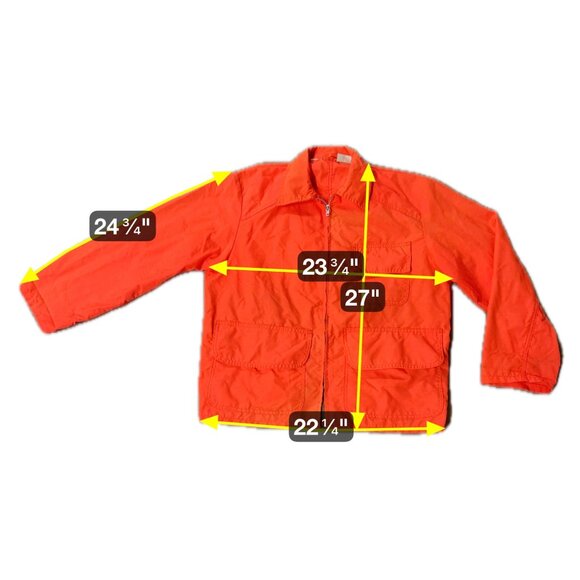 Vintage Orange Hunting Jacket Medium Small Game Pocket Zip Up Retro 1970s As Is - Picture 5 of 12